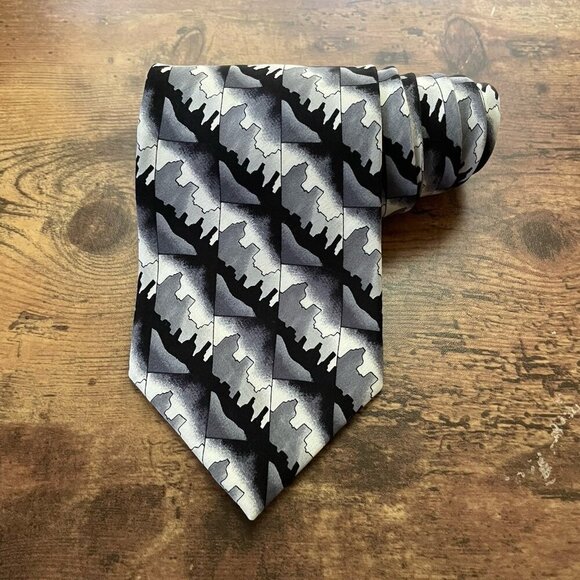 Vintage J Garcia Tie Gray Silk Dawn At The Ritz Carlton Collection 8 Necktie - Picture 1 of 7